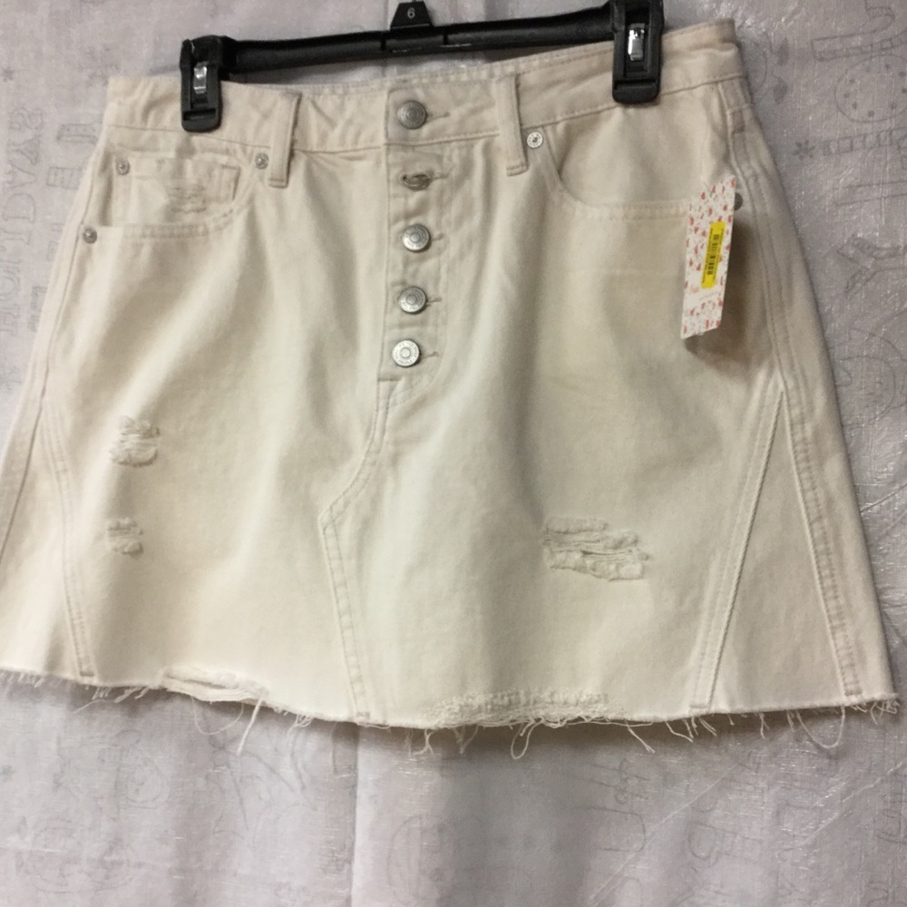 Free People Denim Skirt White 31 Mini Cotton - Picture 11 of 15